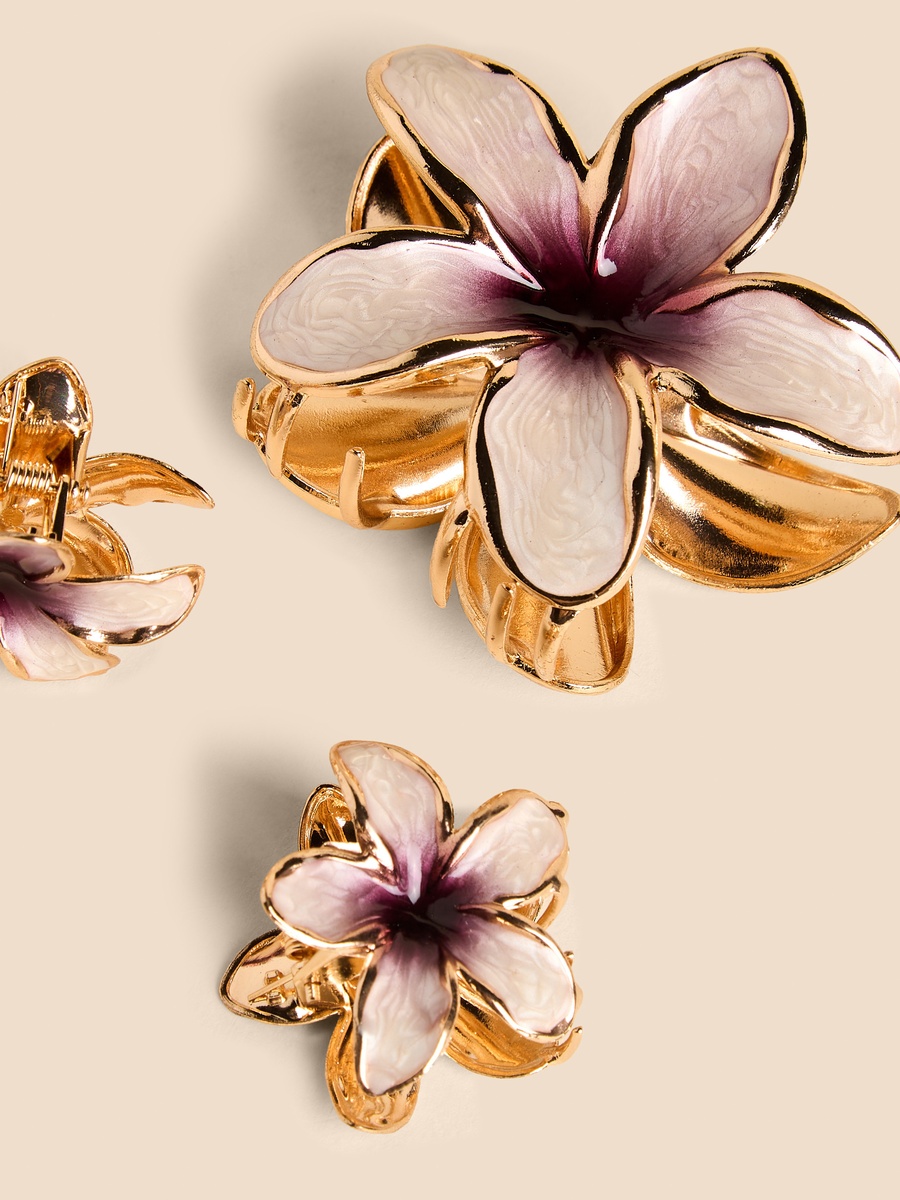 Pack of 3 - Floral Design Hair Clamp