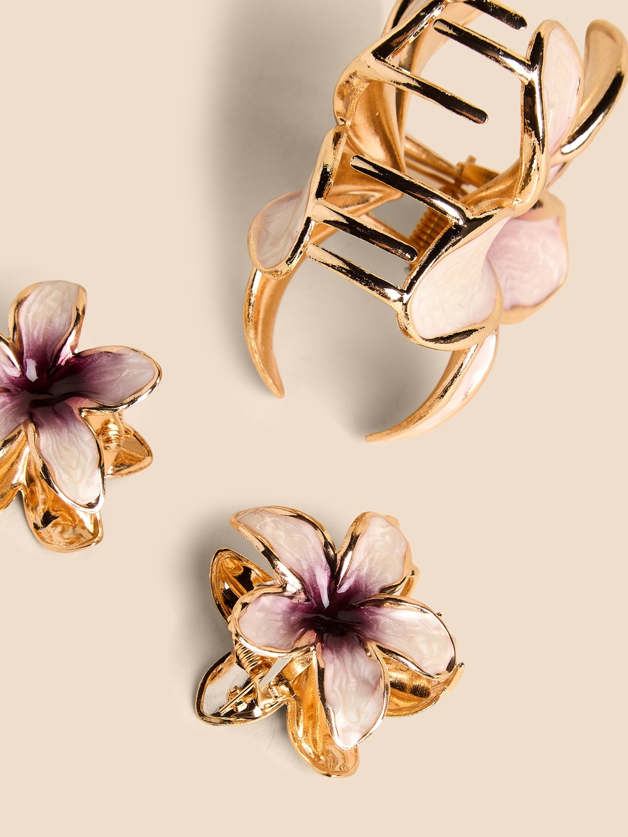 Pack of 3 - Floral Design Hair Clamp