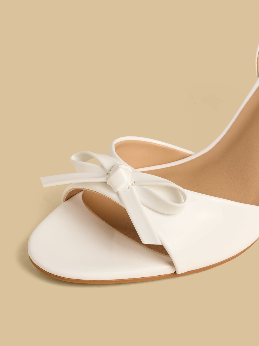 Bow Embellished Stiletto Sandals with Buckle Closure