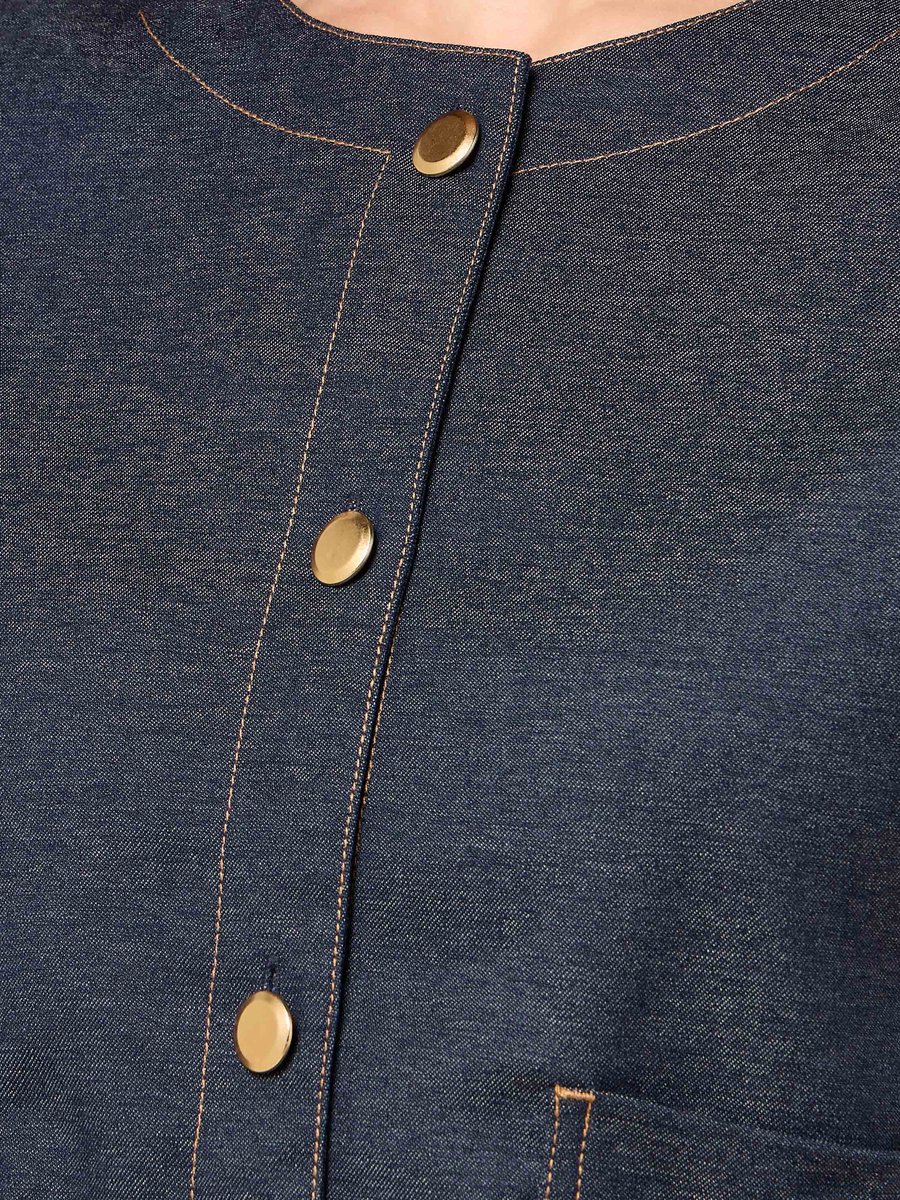 Round Neck Crop Jacket with Short Sleeves