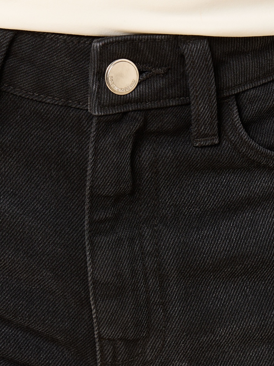 Black Straight Jeans with Side Lace Tape