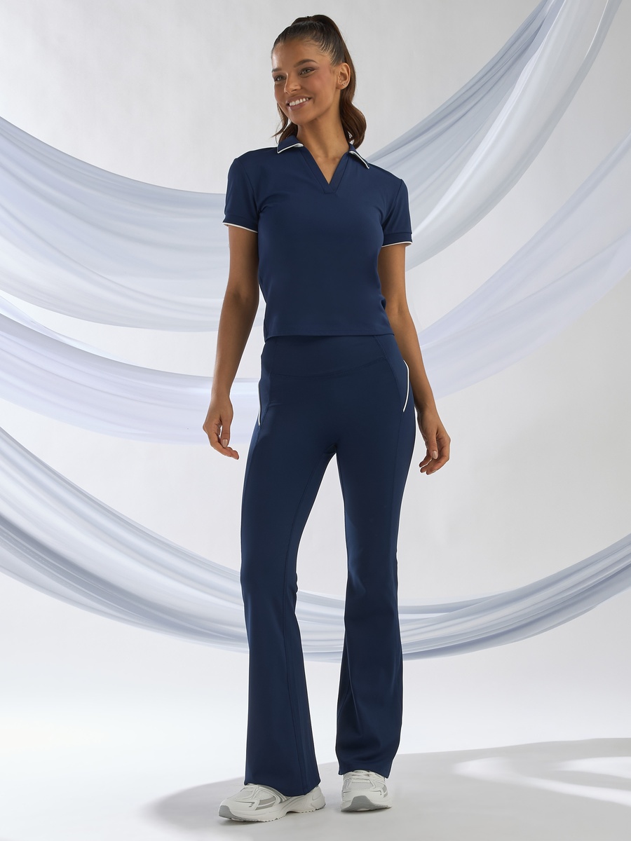 Tape Accent Flared Compression Leggings