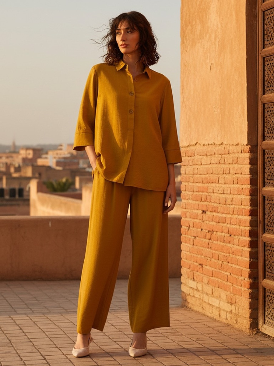 Plain Wide Leg Pants