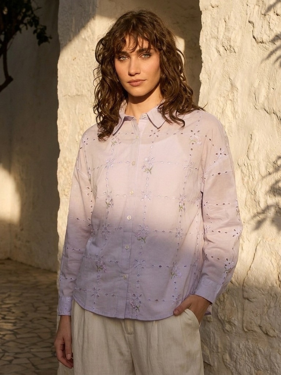 Floral Embroidered Oversized Better Cotton Shirt