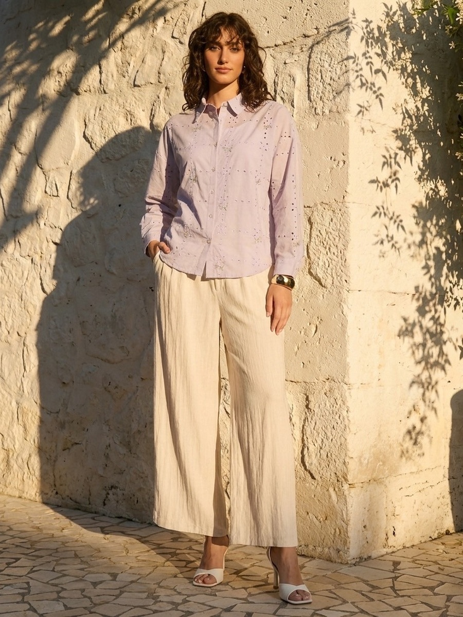 Floral Embroidered Oversized Better Cotton Shirt