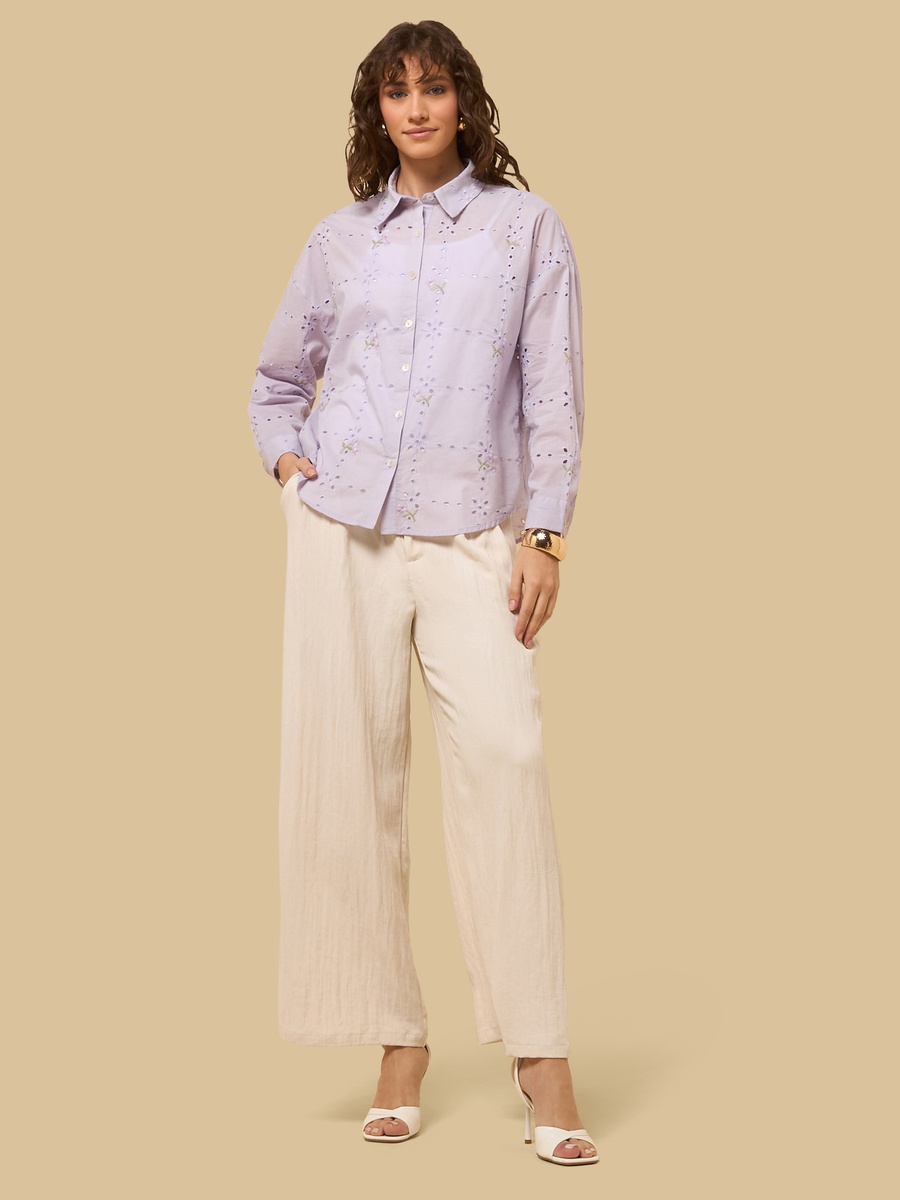 Floral Embroidered Oversized Better Cotton Shirt