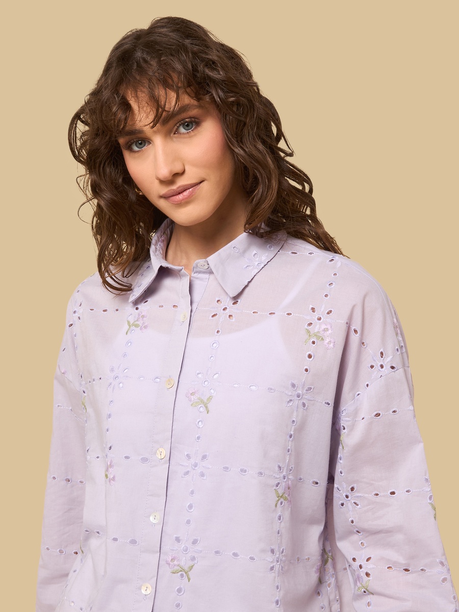 Floral Embroidered Oversized Better Cotton Shirt