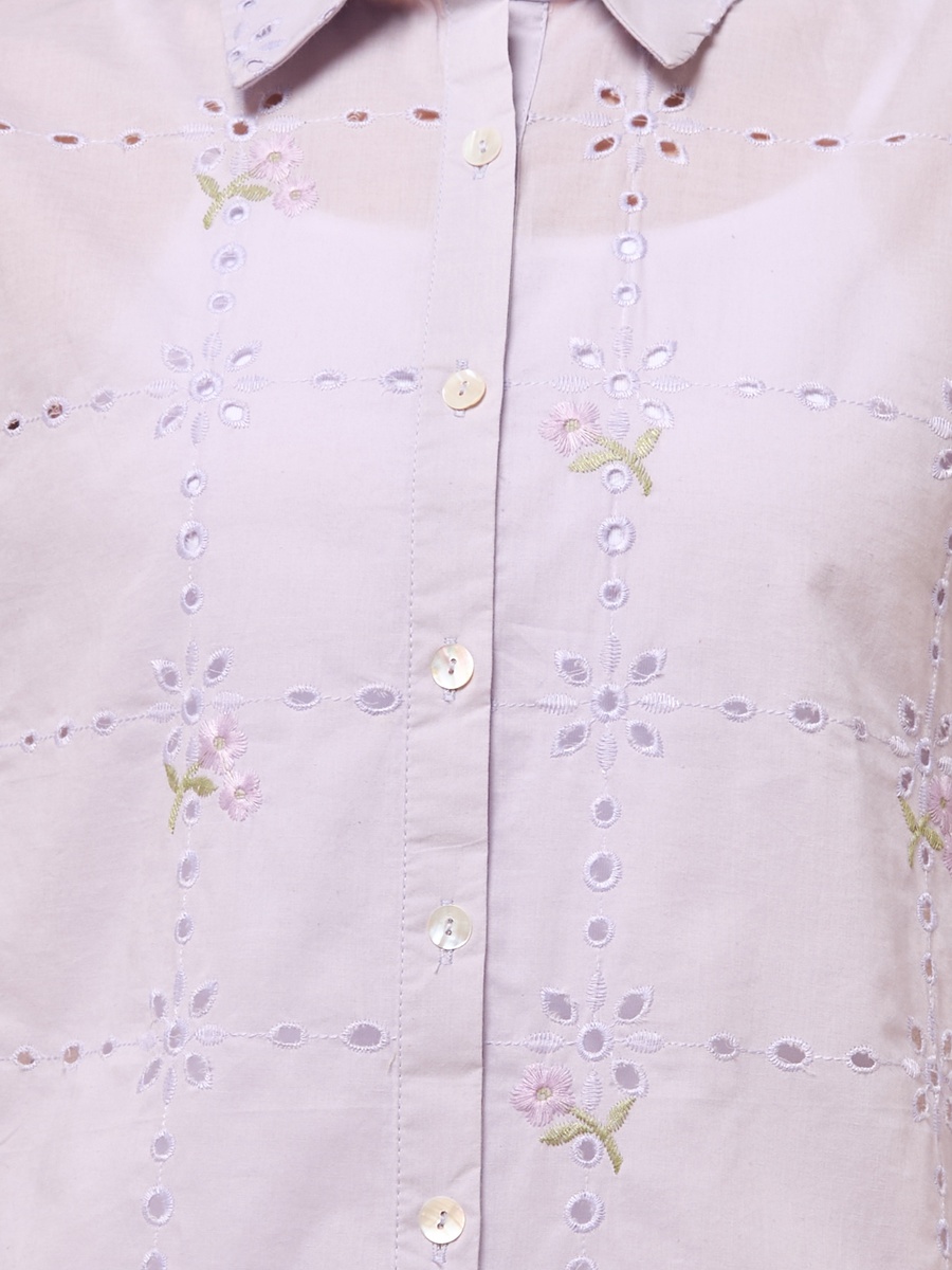 Floral Embroidered Oversized Better Cotton Shirt