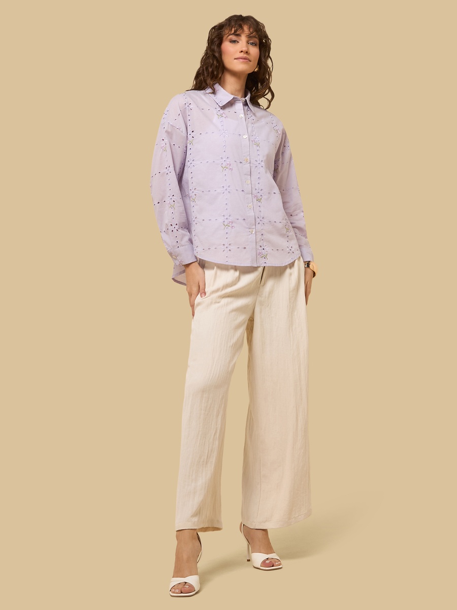 Floral Embroidered Oversized Better Cotton Shirt