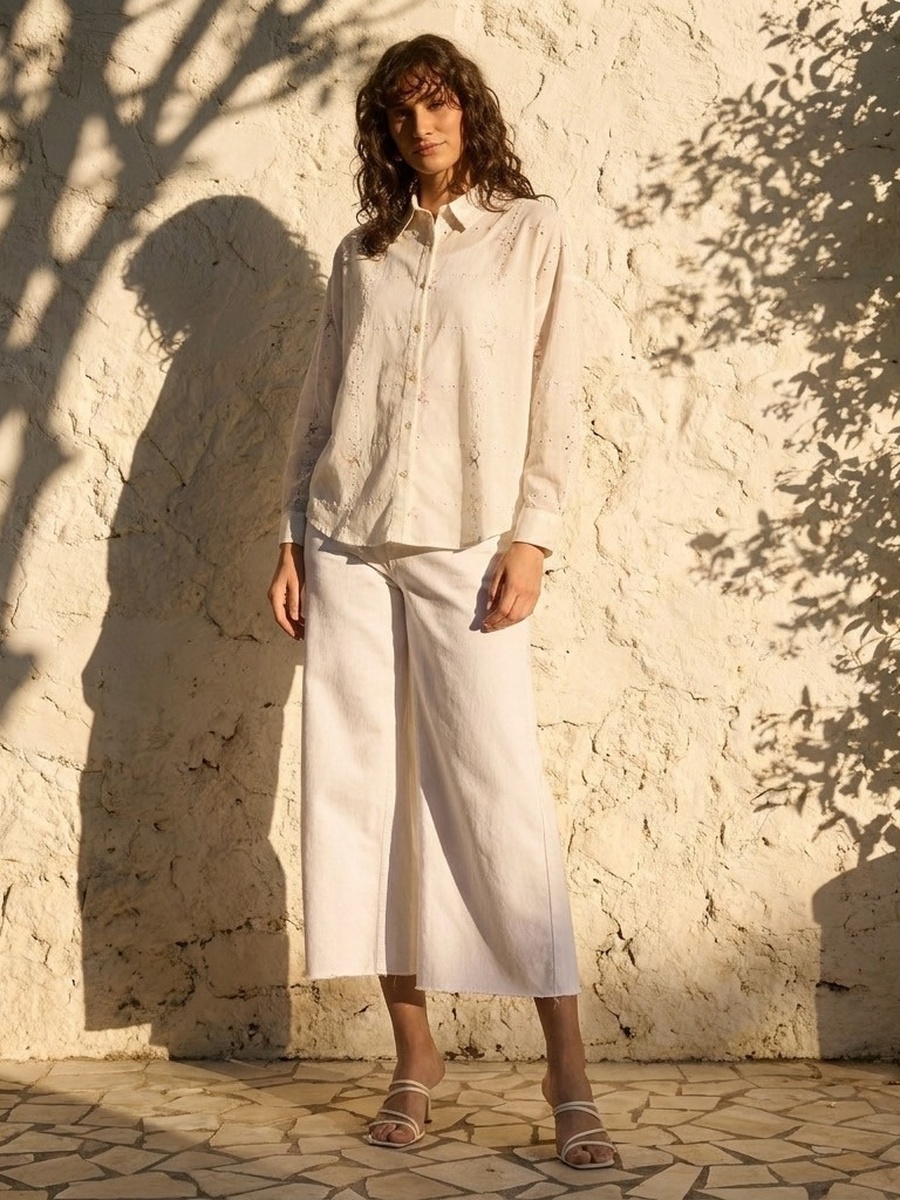 Floral Embroidered Oversized Shirt
