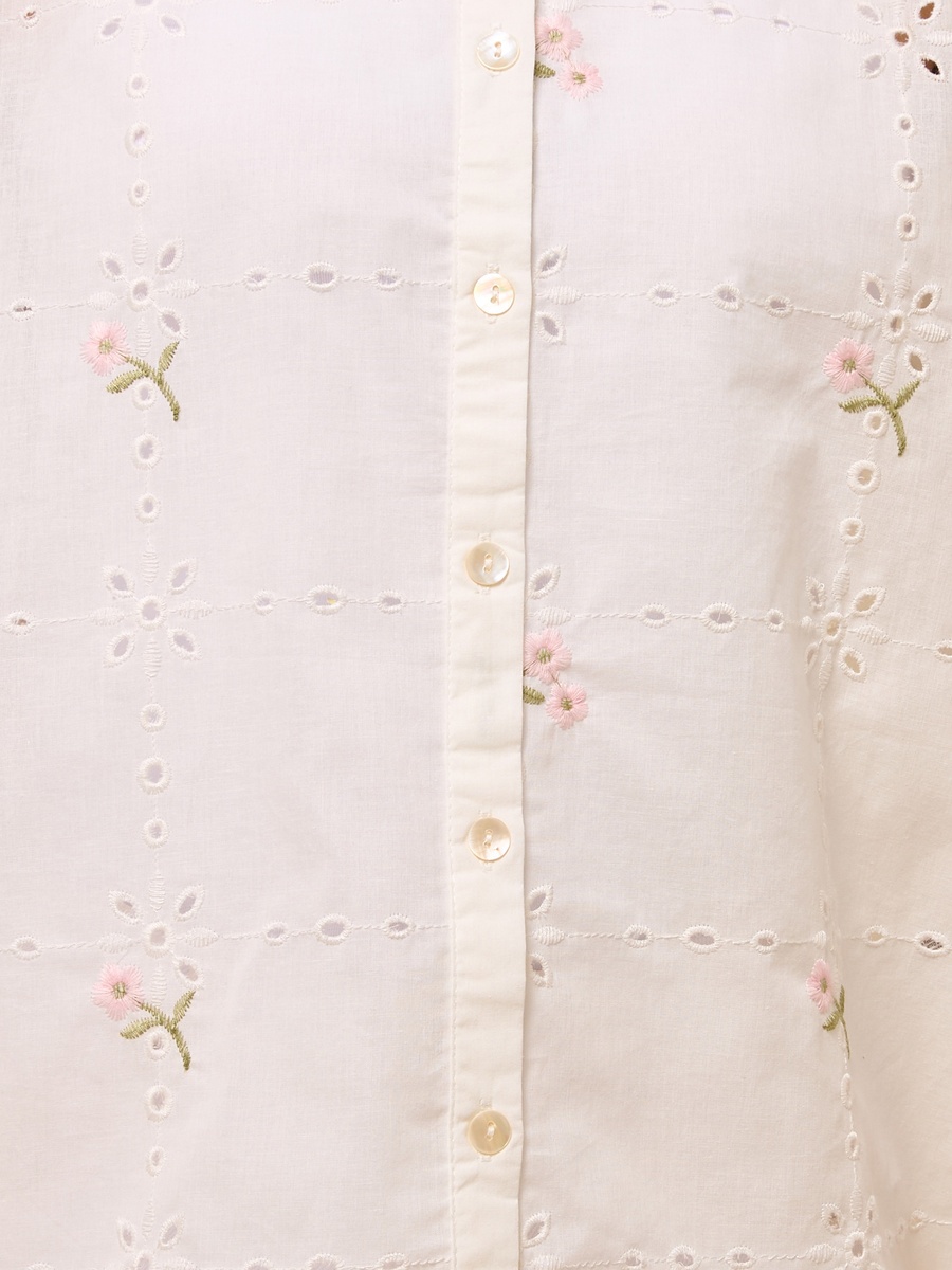 Floral Embroidered Oversized Shirt