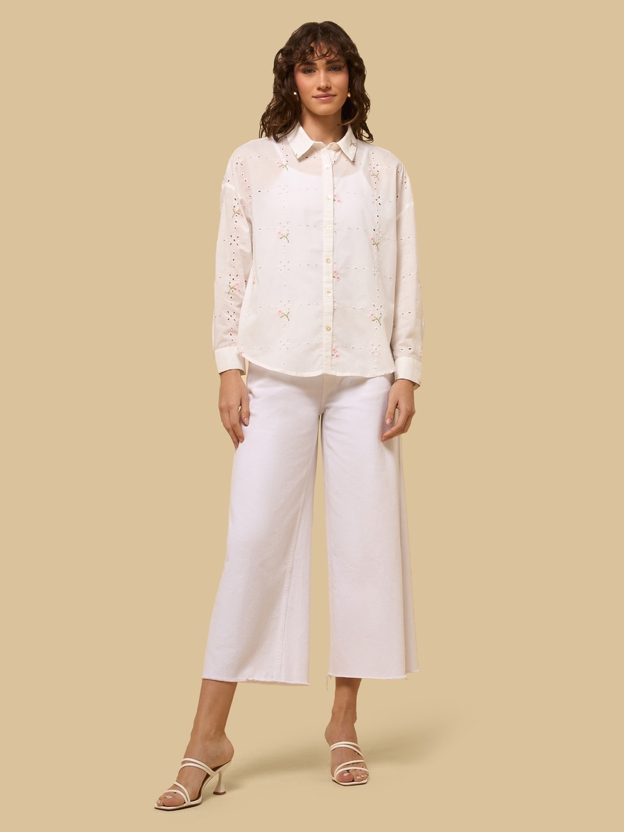 Floral Embroidered Oversized Shirt