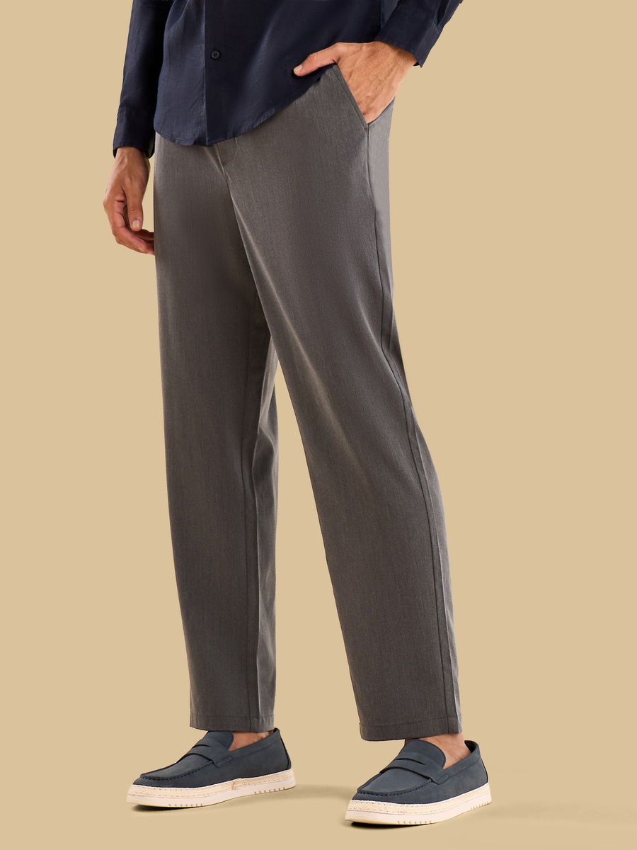 Textured Straight Fit Pants