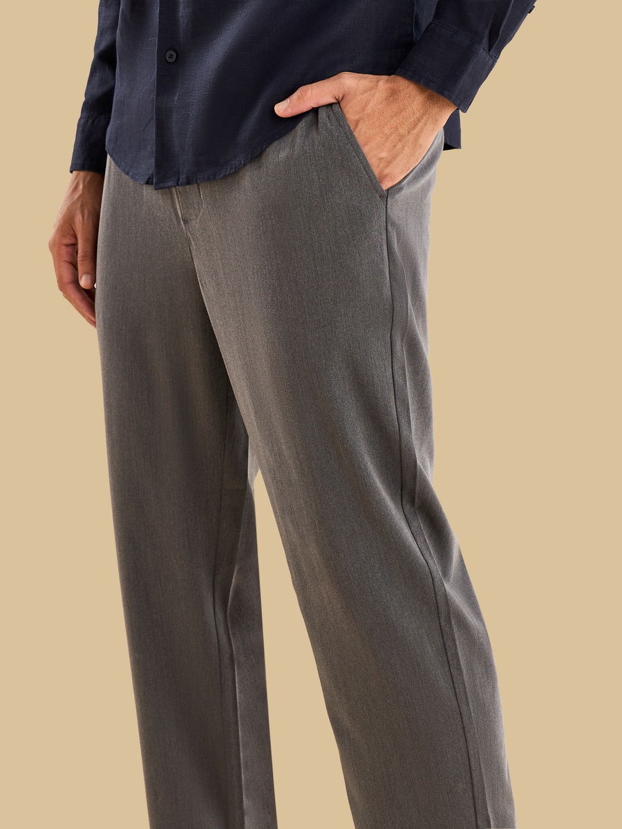 Textured Straight Fit Pants