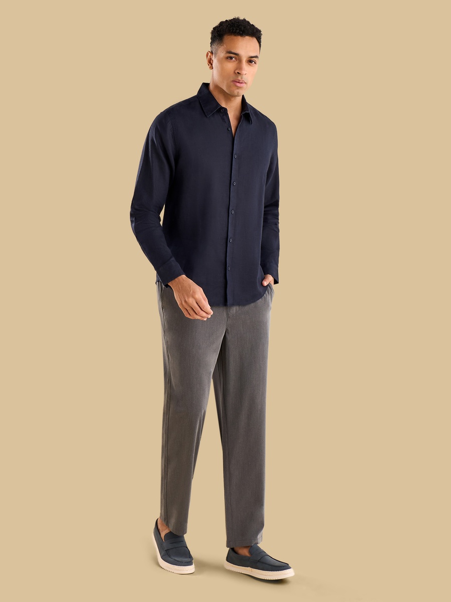 Textured Straight Fit Pants