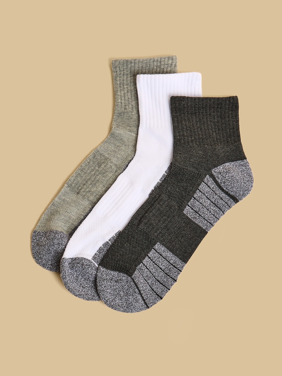Pack of 3 - Textured Half Terry Ankle Length Socks