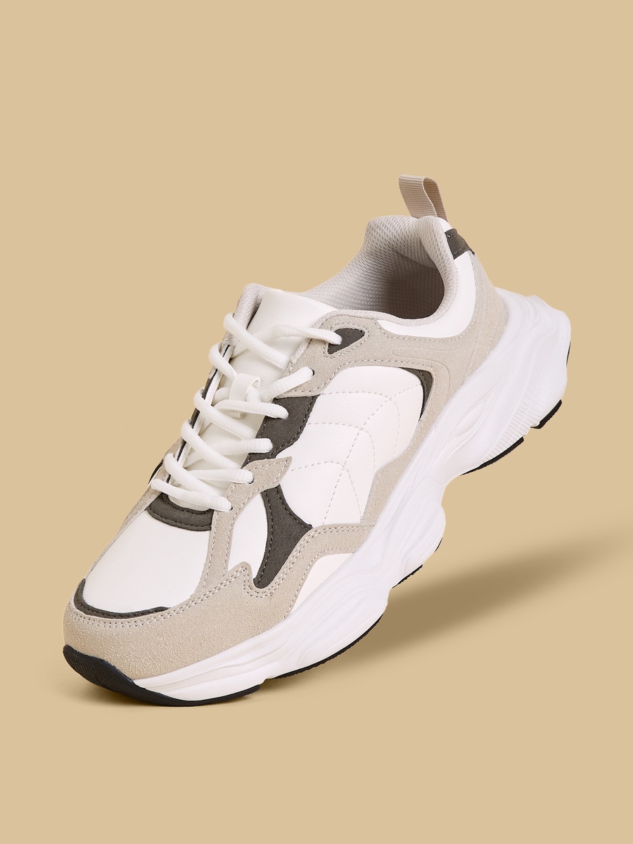 Panelled Lace-Up Sports Shoes