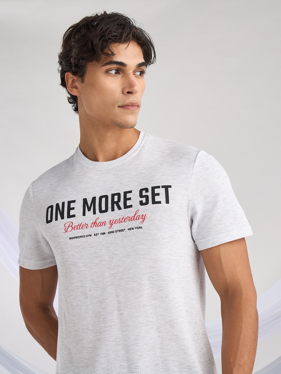 Slogan Print Mesh T-Shirt