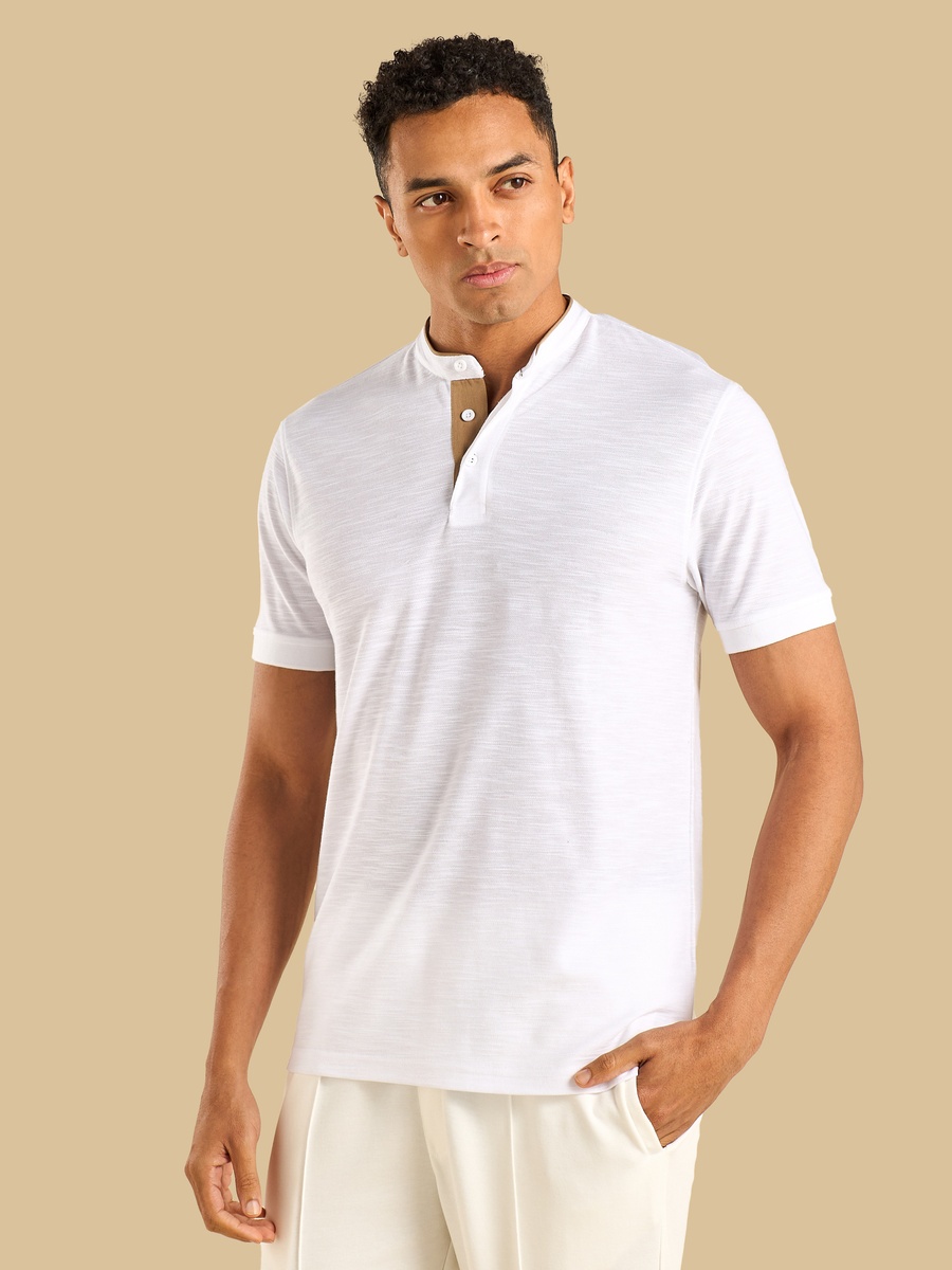 Mandarin Collar Slub T-Shirt