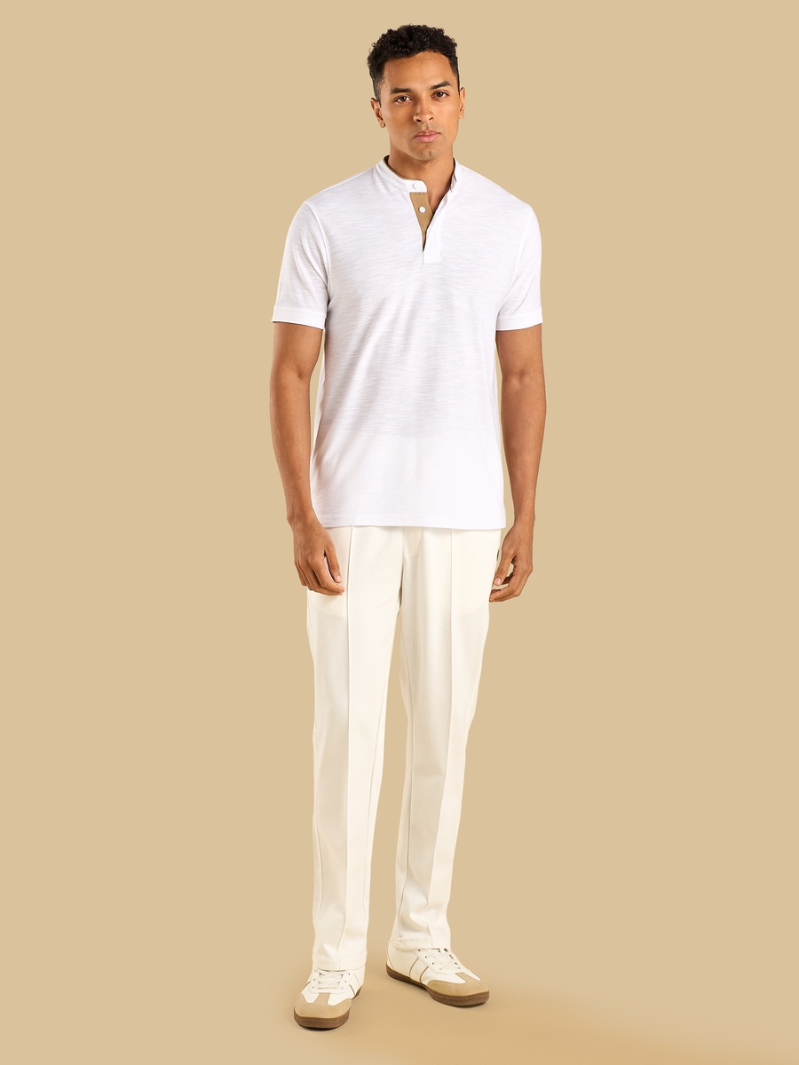 Mandarin Collar Slub T-Shirt