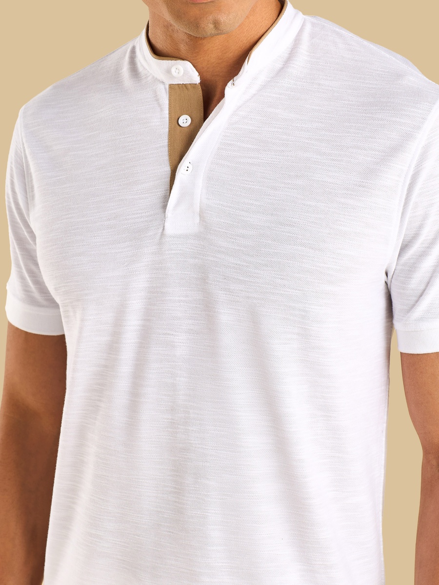 Mandarin Collar Slub T-Shirt