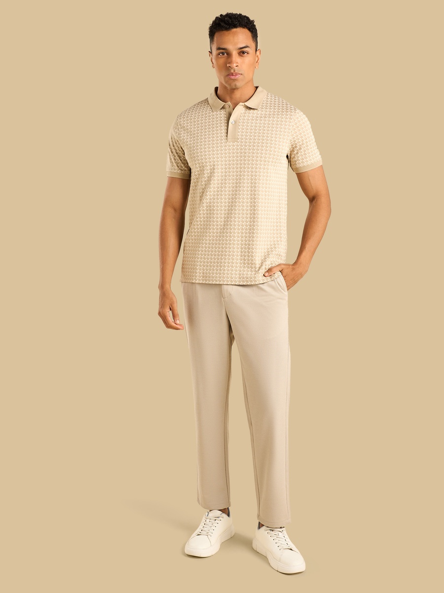 Geometric Print Interlock Polo T-Shirt