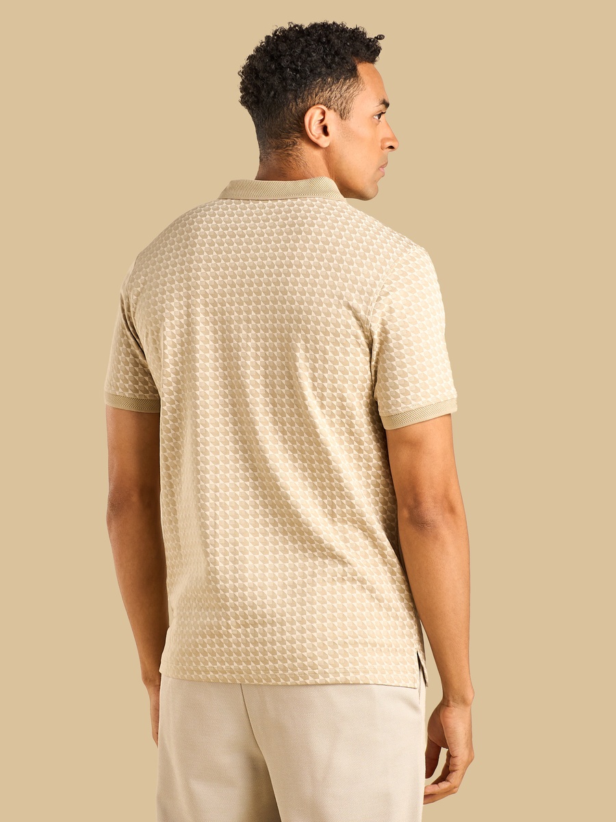 Geometric Print Interlock Polo T-Shirt