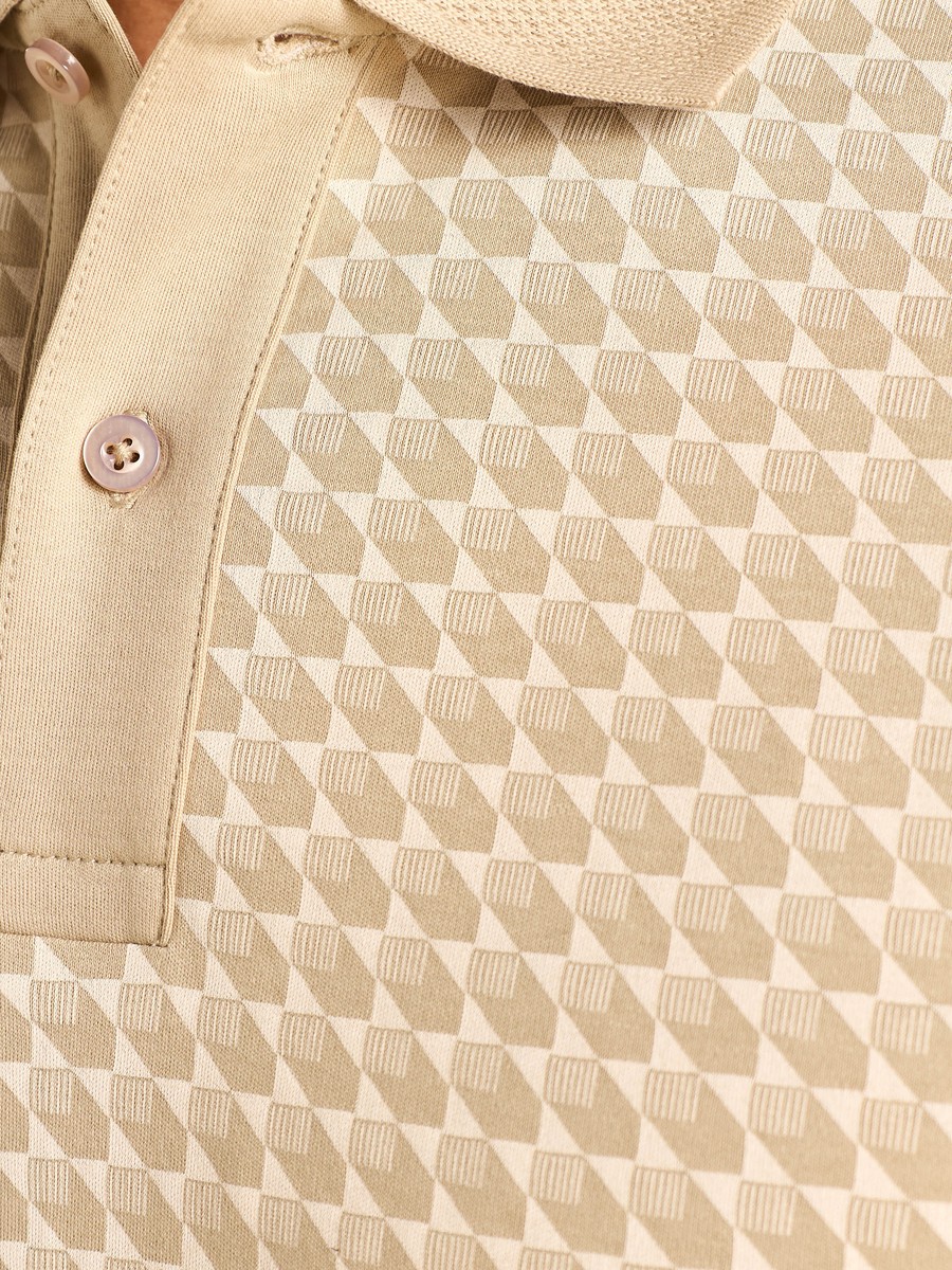Geometric Print Interlock Polo T-Shirt