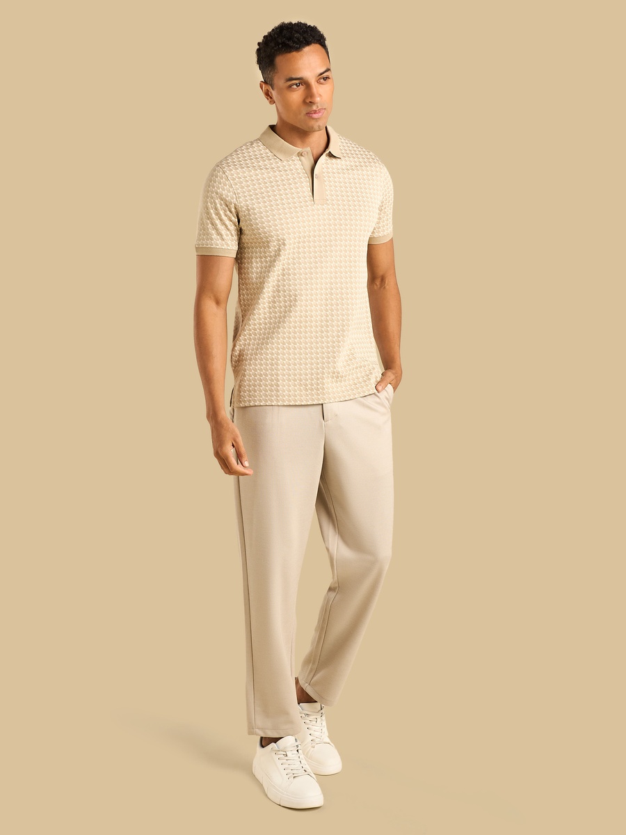 Geometric Print Interlock Polo T-Shirt