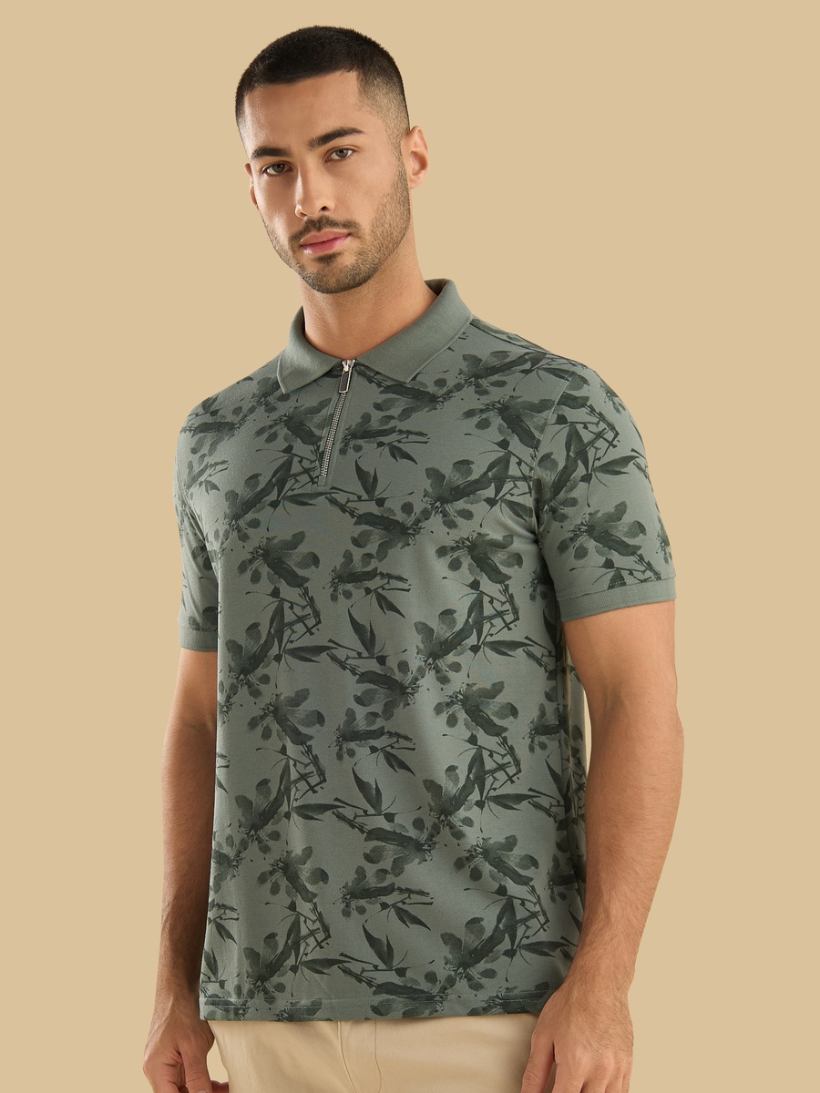 Printed Pique Polo T-Shirt