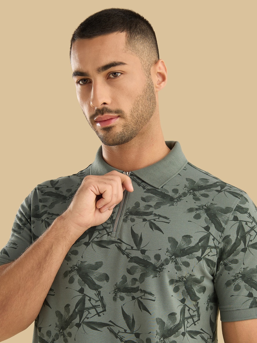 Printed Pique Polo T-Shirt
