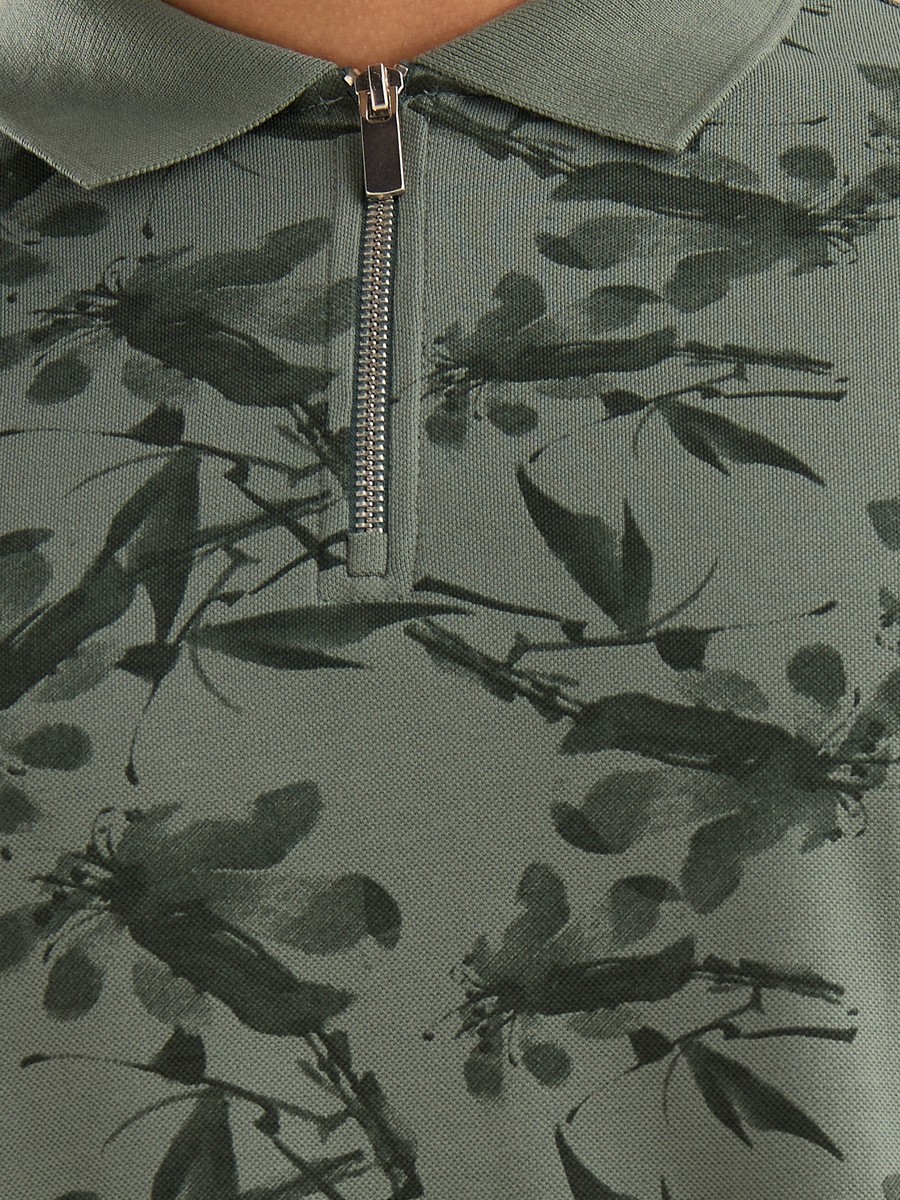 Printed Pique Polo T-Shirt