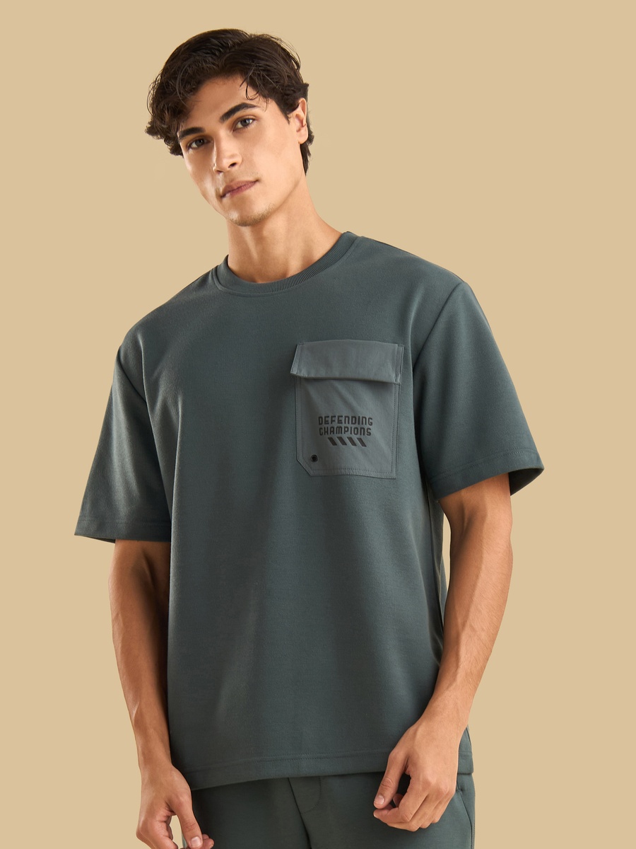 Printed Relaxed Fit T-Shirt with Flap Pocket