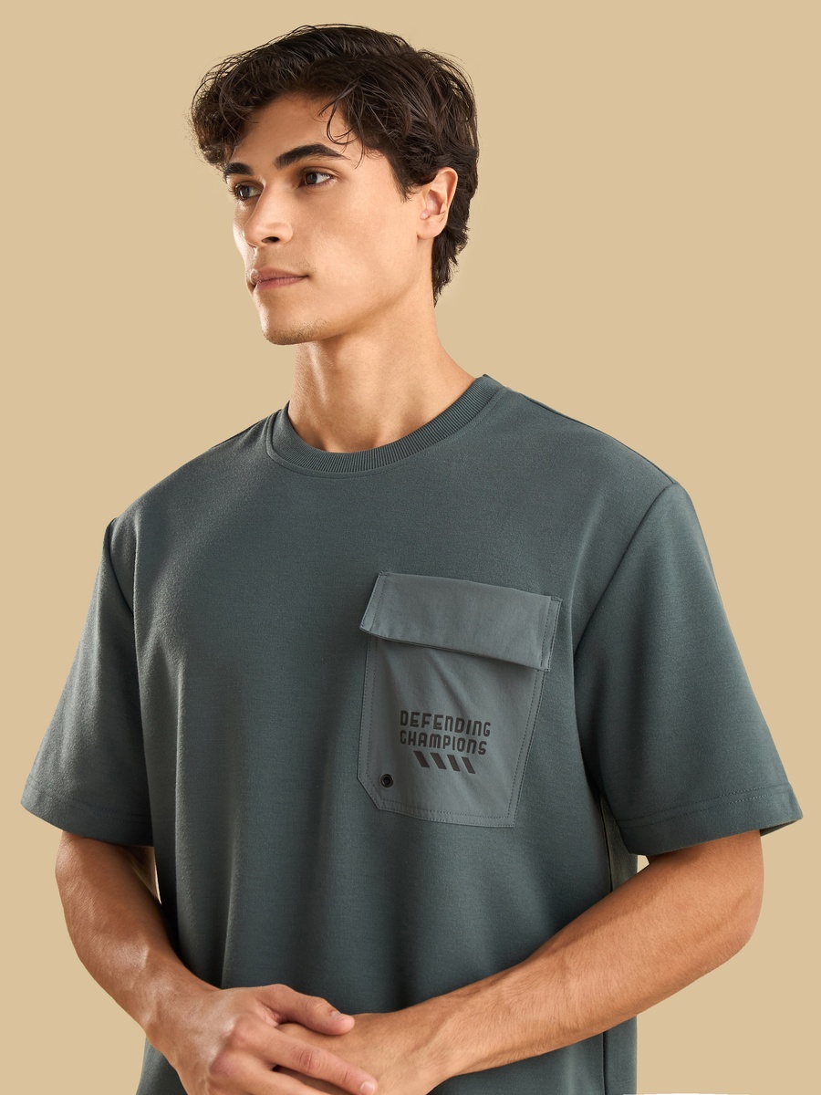 Printed Relaxed Fit T-Shirt with Flap Pocket