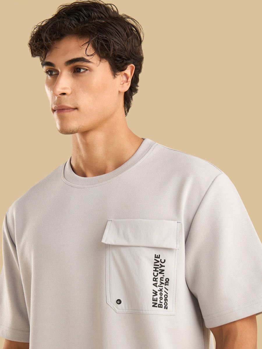 Printed Relaxed Fit T-Shirt with Flap Pocket