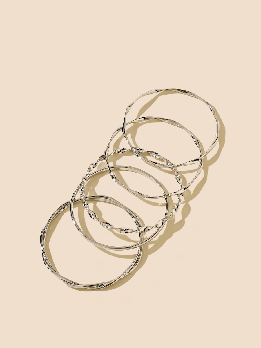 Pack of 5 - Textured Metallic Bangle