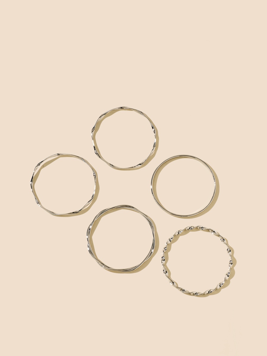 Pack of 5 - Textured Metallic Bangle