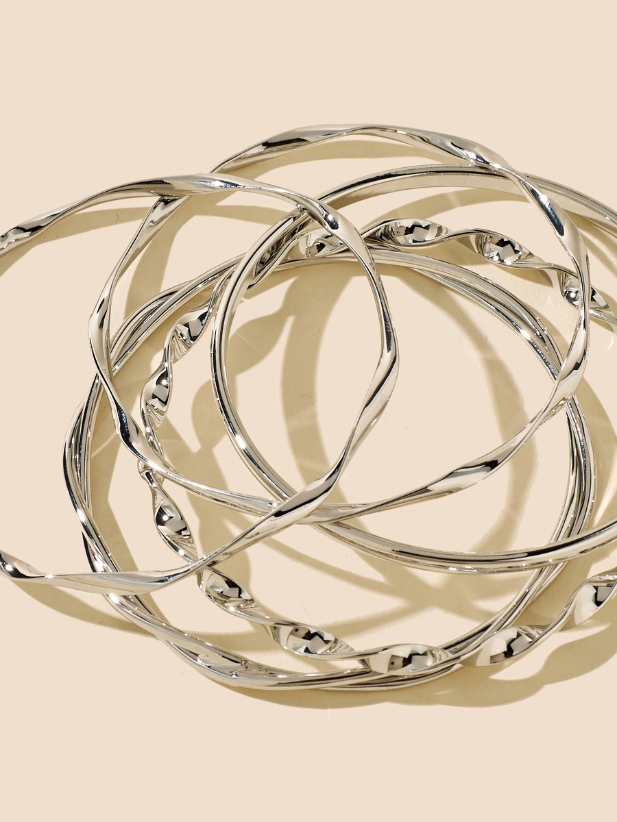 Pack of 5 - Textured Metallic Bangle