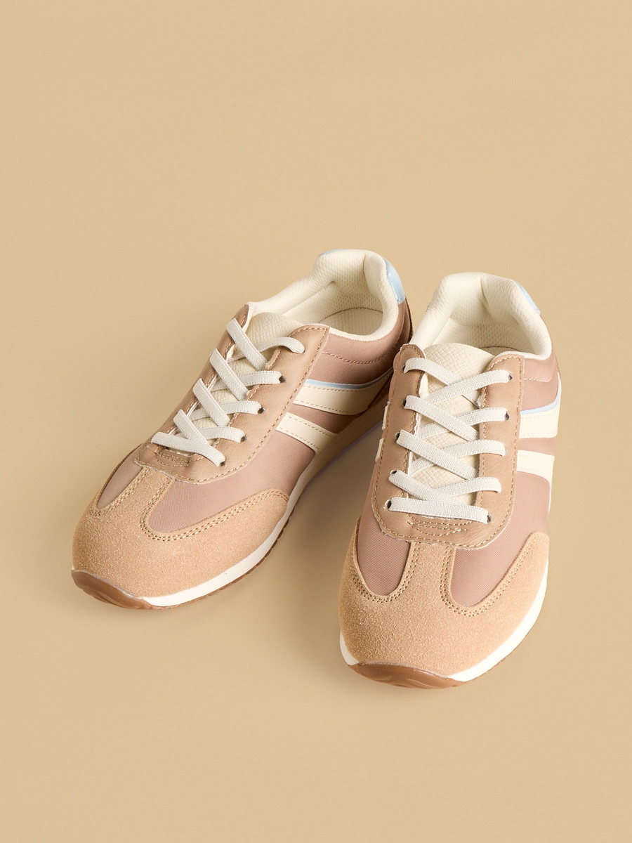 Panelled Sports Shoes with Lace-Up Closure