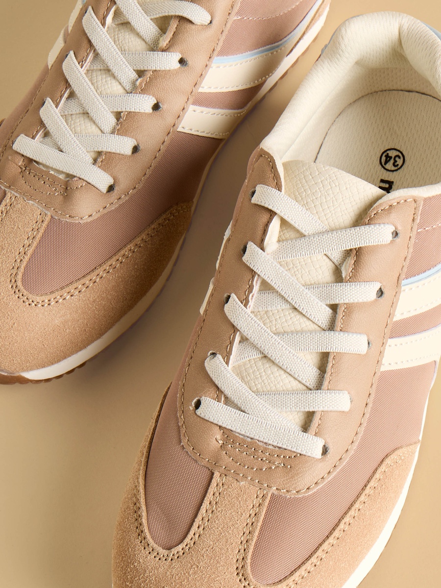 Panelled Sports Shoes with Lace-Up Closure