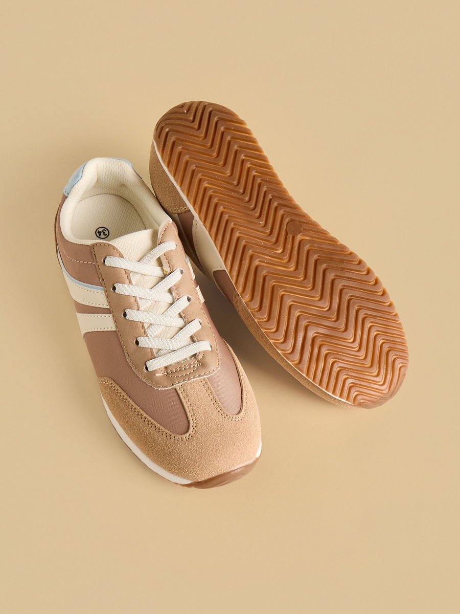 Panelled Sports Shoes with Lace-Up Closure