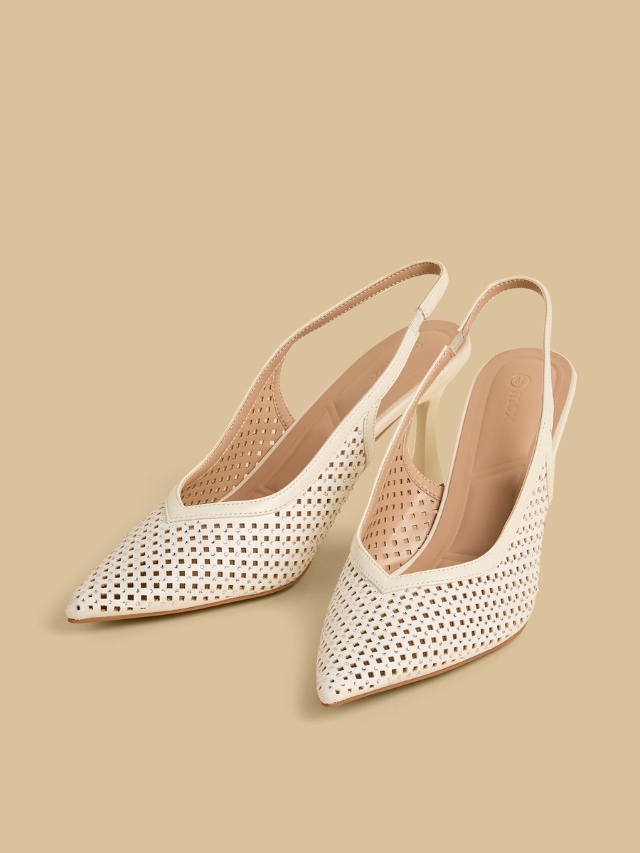 Embellished Flared Heel Slingback Shoes