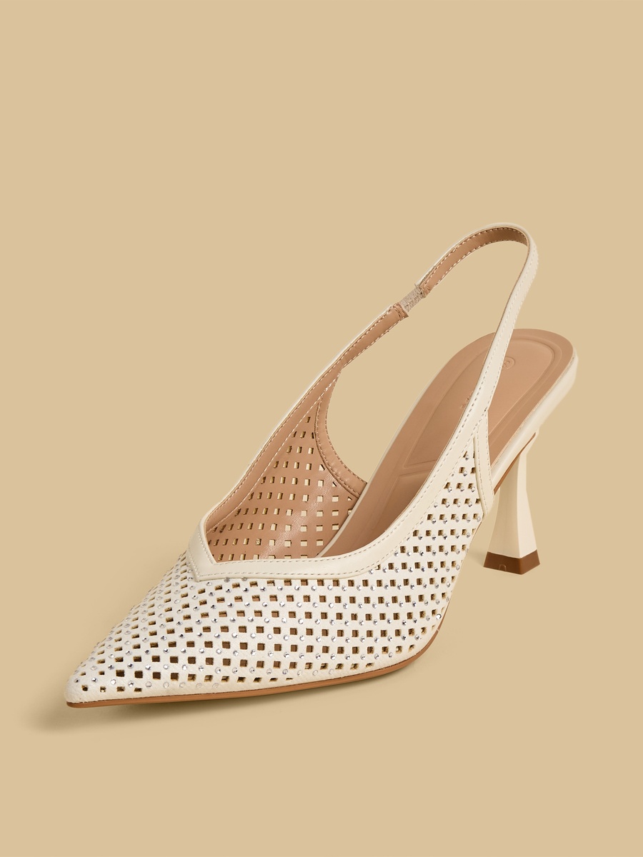 Embellished Flared Heel Slingback Shoes