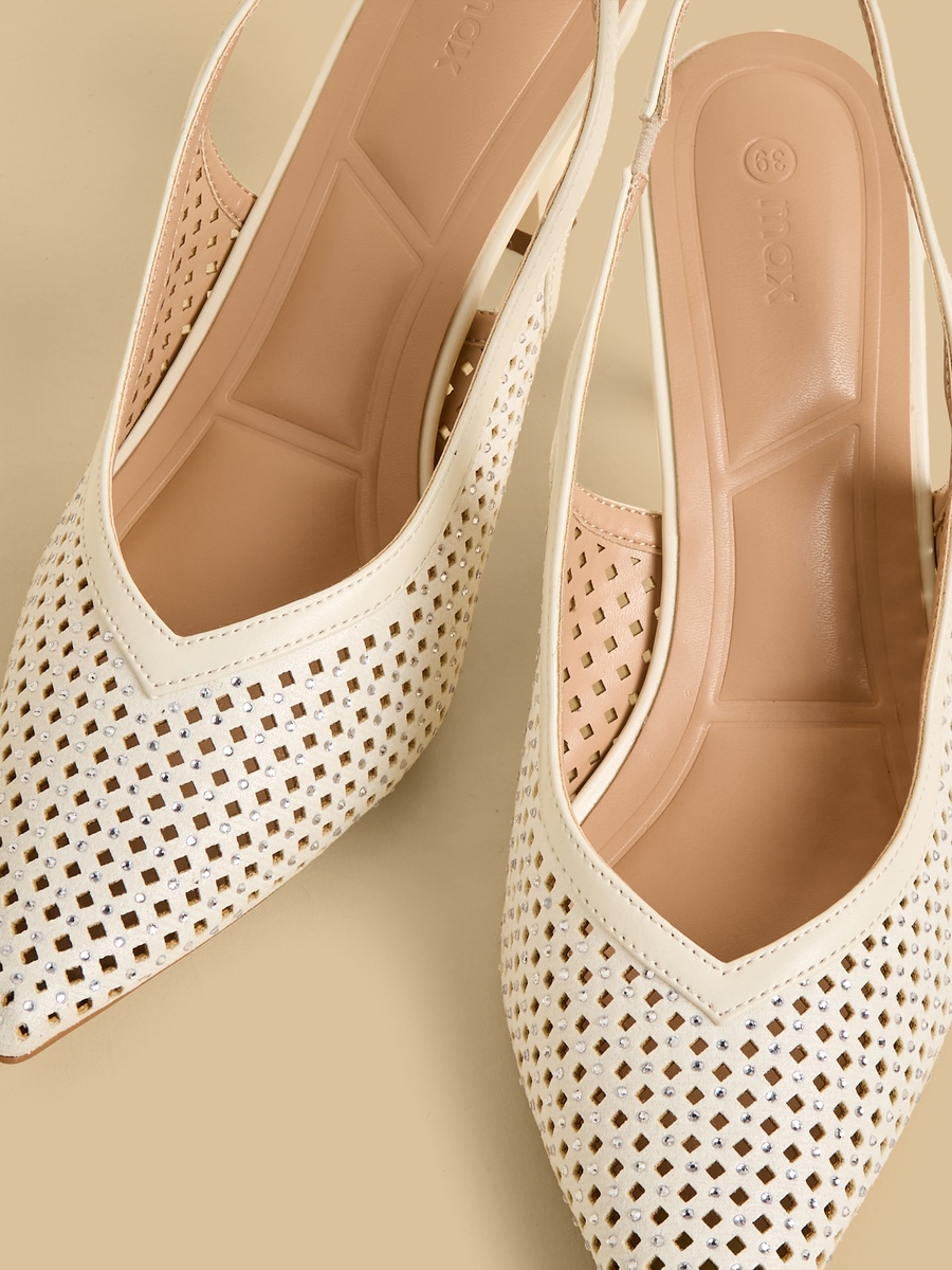 Embellished Flared Heel Slingback Shoes