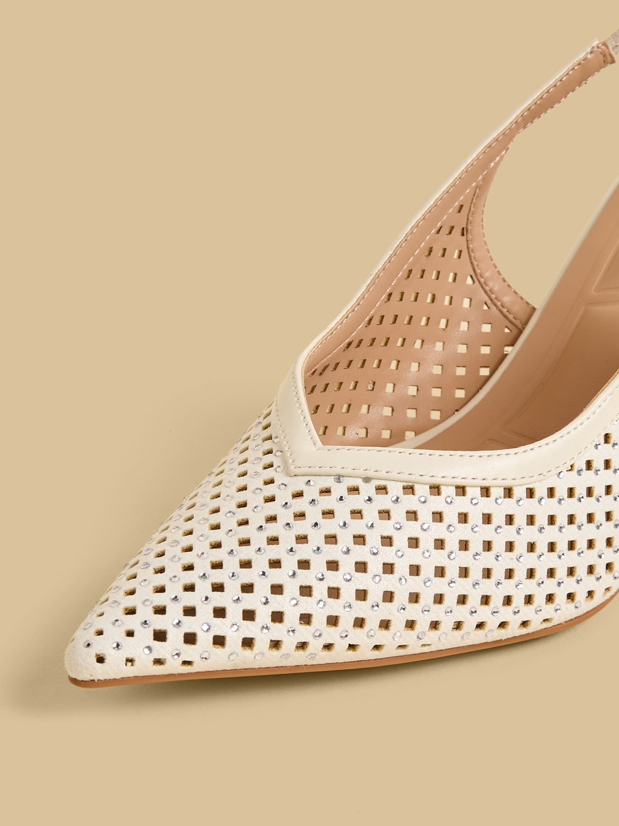Embellished Flared Heel Slingback Shoes