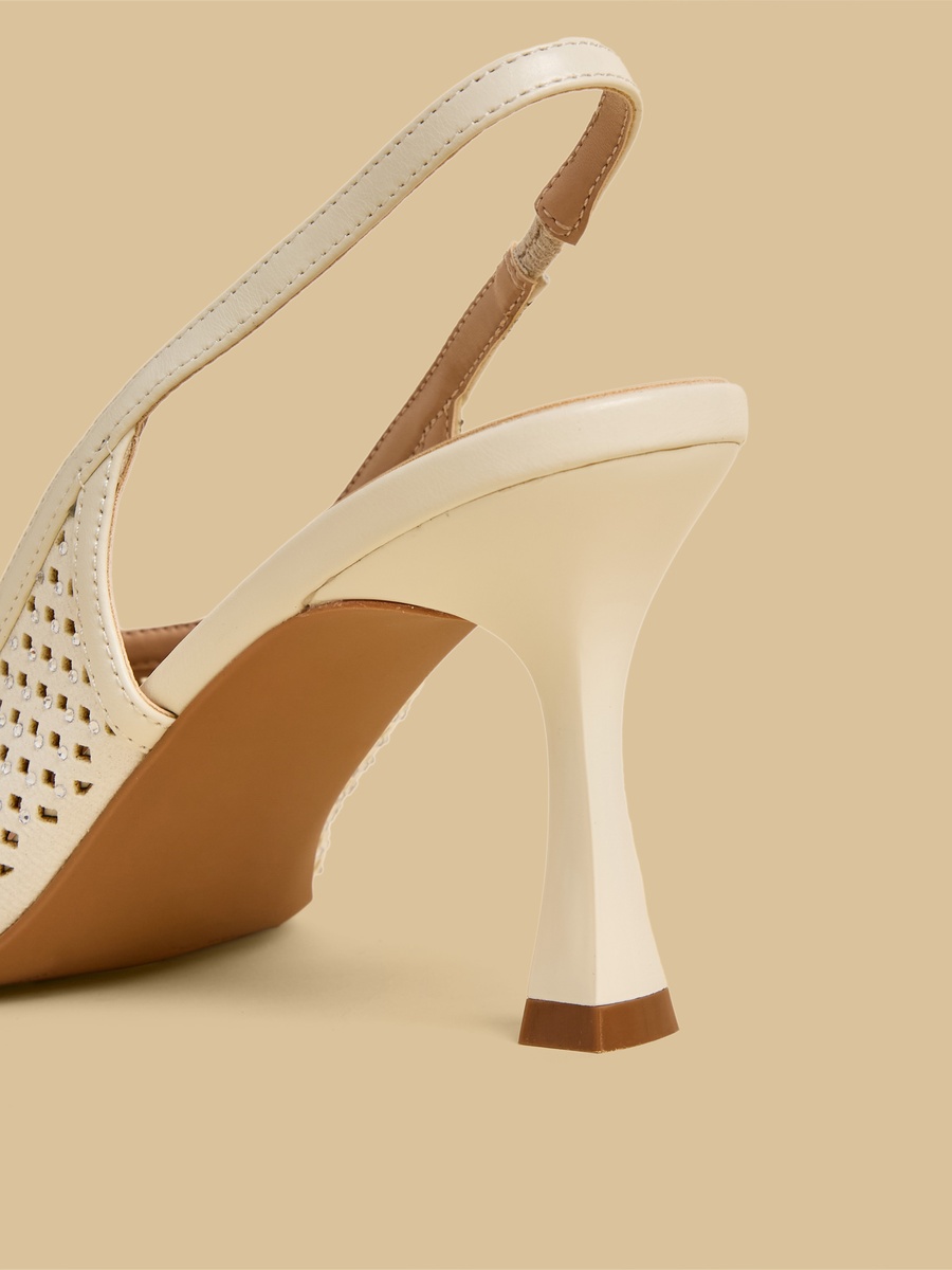 Embellished Flared Heel Slingback Shoes