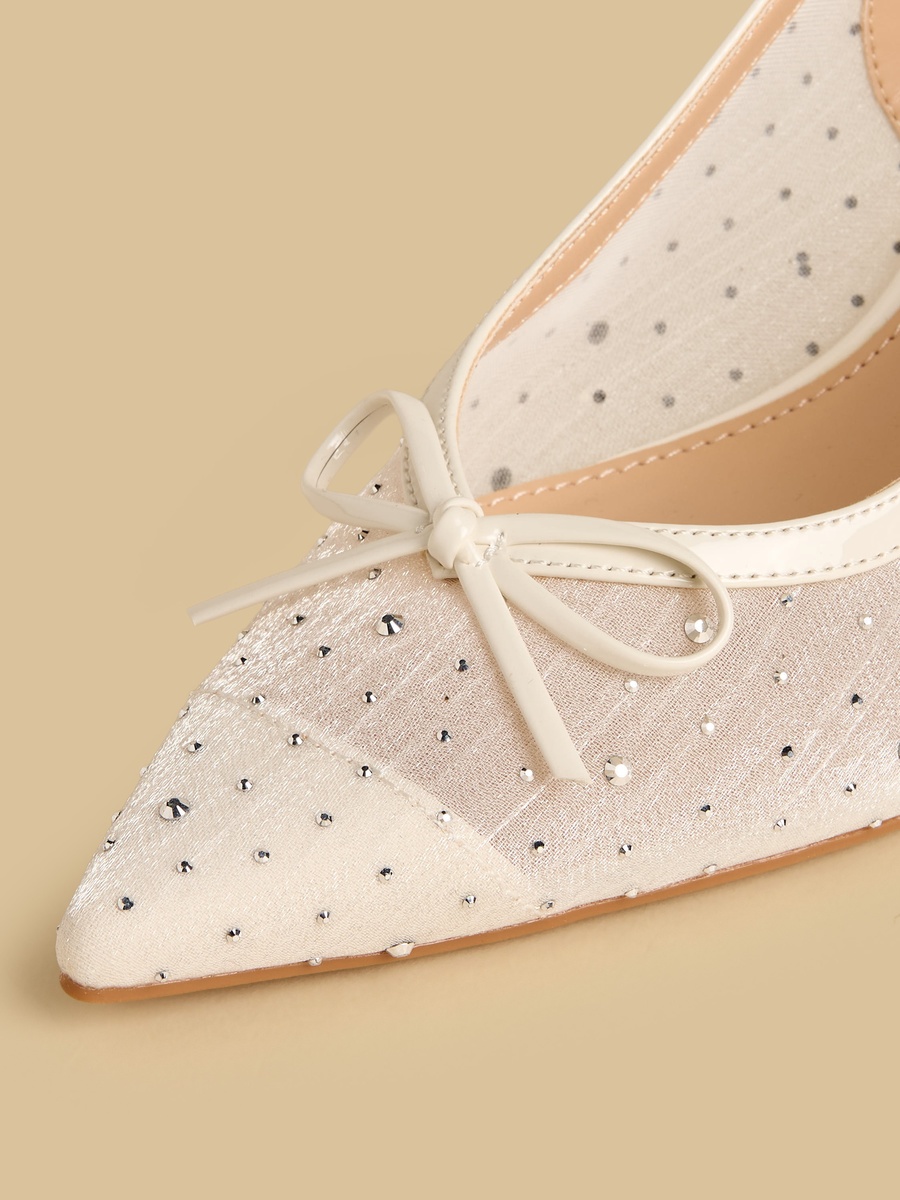 Embellished Bow Accent Slingback Shoes