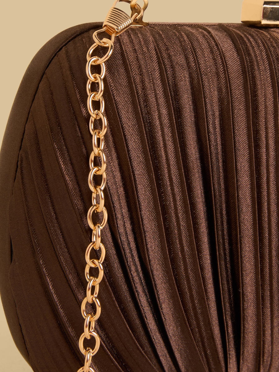 Pleated Clutch Bag with Chain Strap