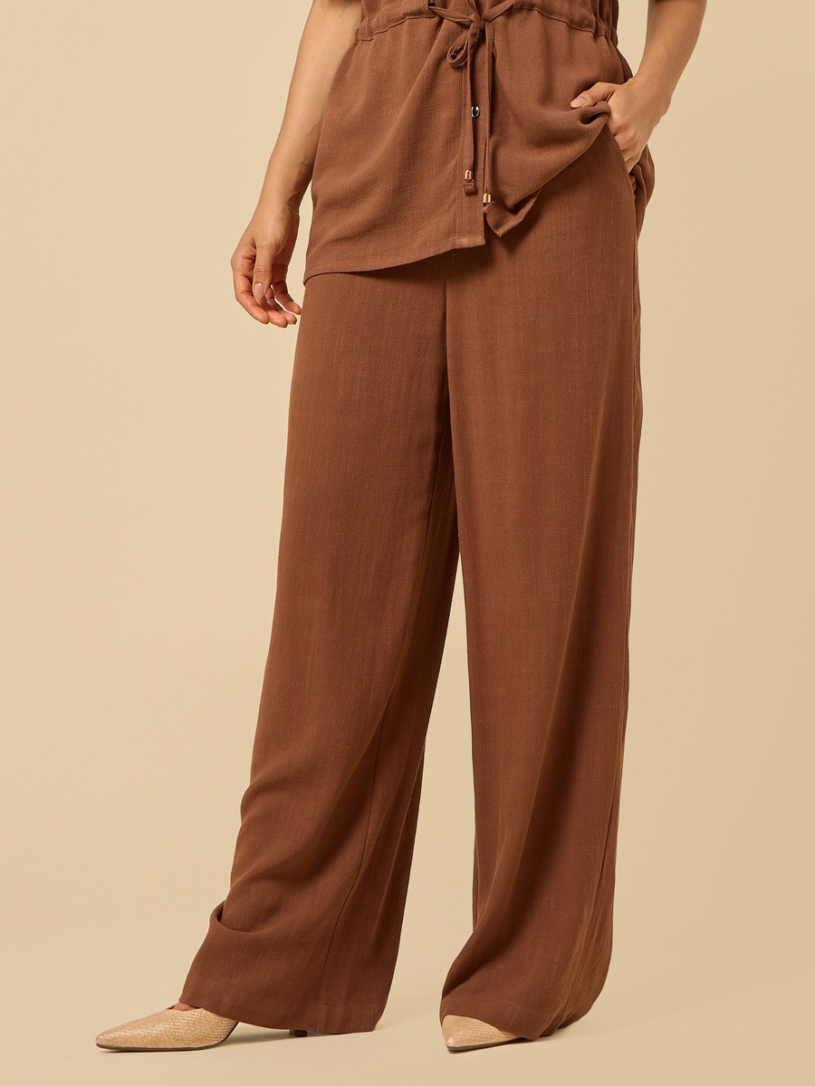 Linen Blend Wide Leg Pants