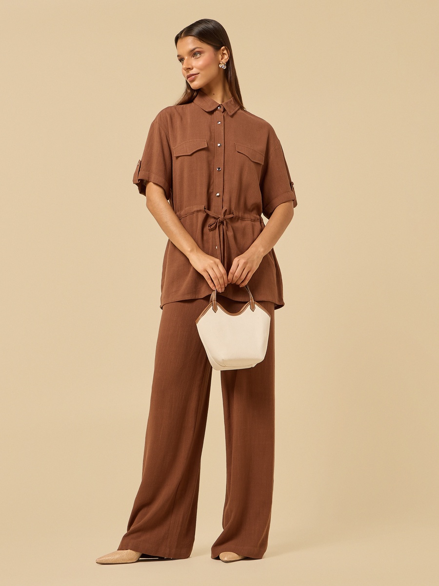 Linen Blend Wide Leg Pants
